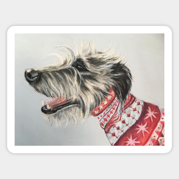 Scruffy Lurcher in Christmas jumper Sticker by Merlinsmates